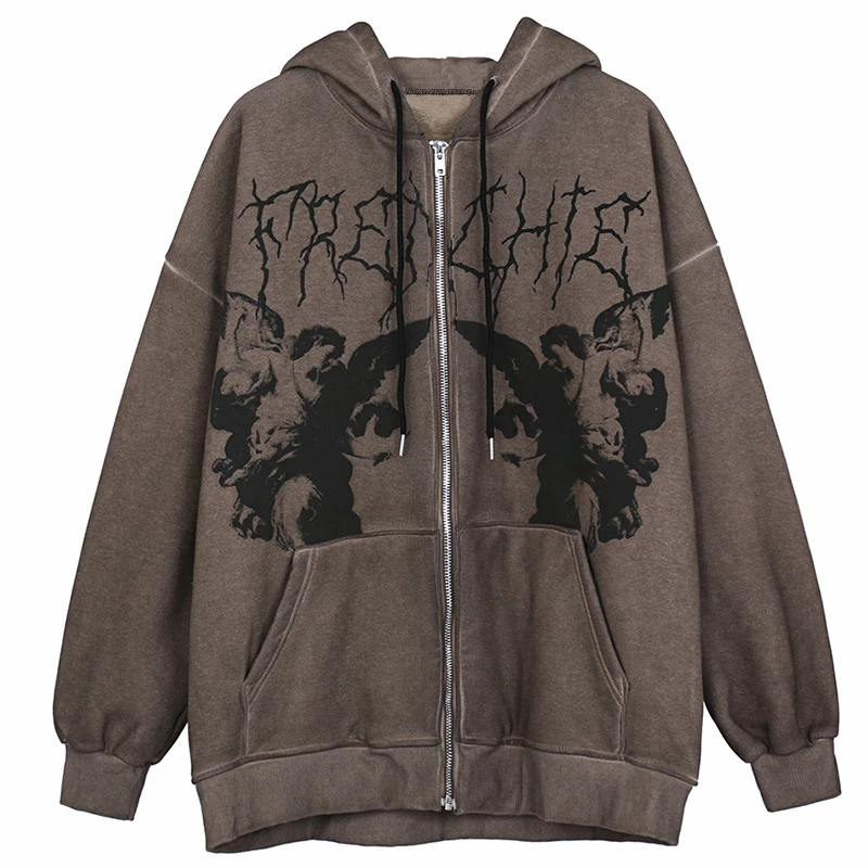 Vintage Zip Hoodie - Felpe oversize vintage con stampa di