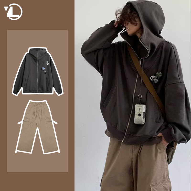 Autunno College Casual Set Uom - Vintage Zip Hoodie recensione e prezzo